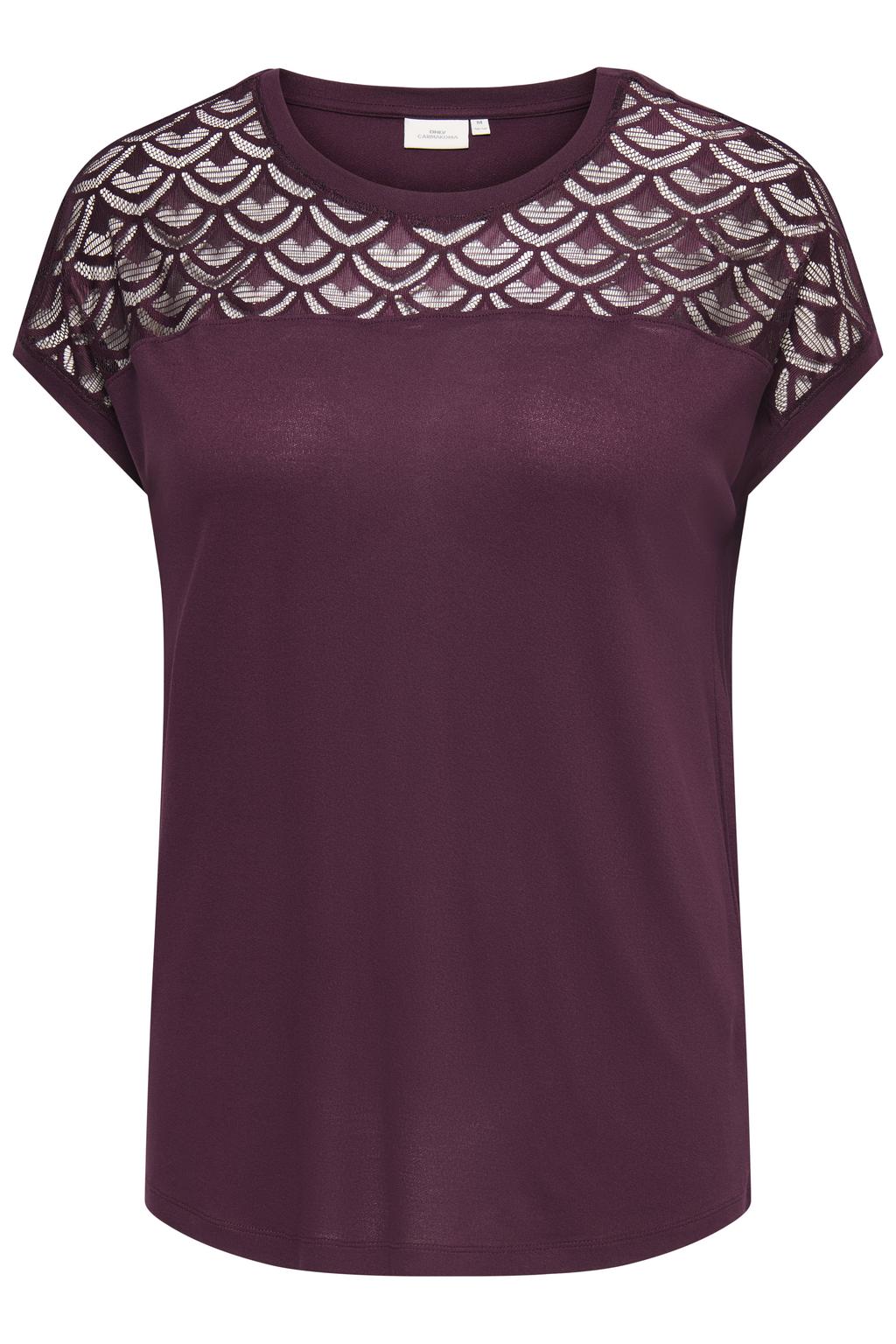 ONLY CARMAKOMA rechtvallende gehaakte top Plus Size - donkerpaars