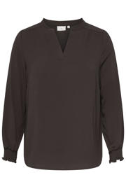 thumbnail: ONLY CARMAKOMA rechtvallende top met smockwerk Plus Size - bruin