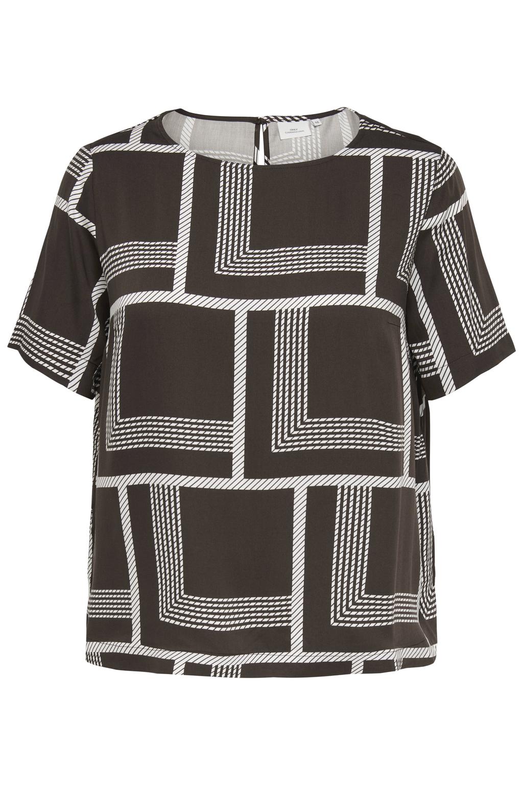 Donkerblauwe dames ONLY CARMAKOMA top van viscose met korte mouwen en boothals