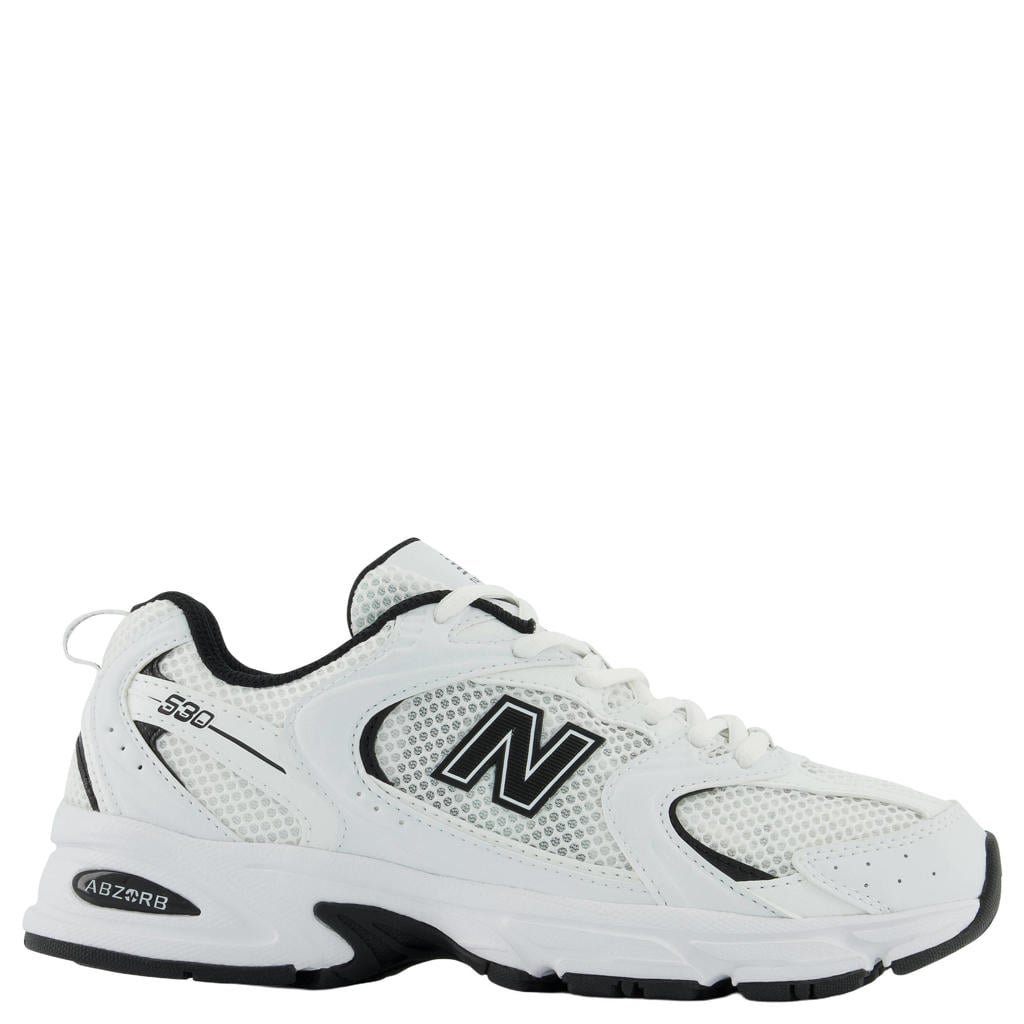 Wit en zwarte unisex New Balance 530 sneakers - van mesh-leer/voering:mes/voetbed: eva met veters