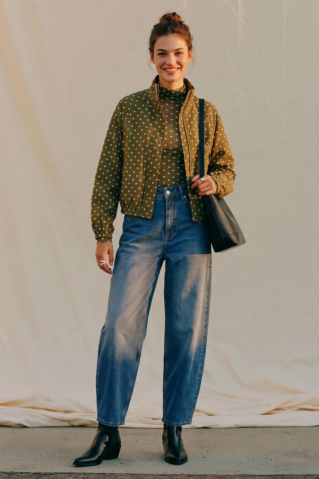 VERO MODA jas met stippen - groen