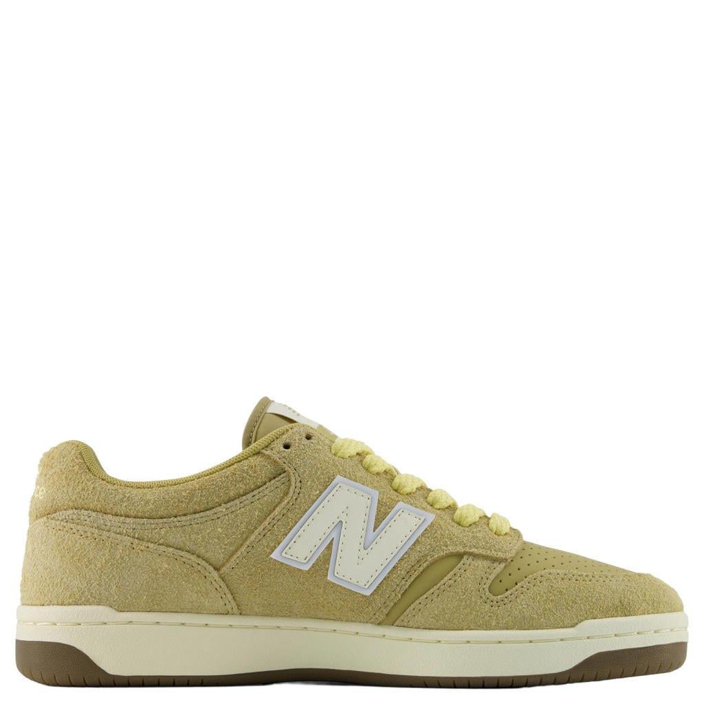 Zandkleurige unisex New Balance 480P sneakers - van nylon-suède/voering: mesh/voetbed: eva met veters