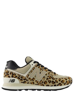 574 sneakers met panterprint - camel/zwart