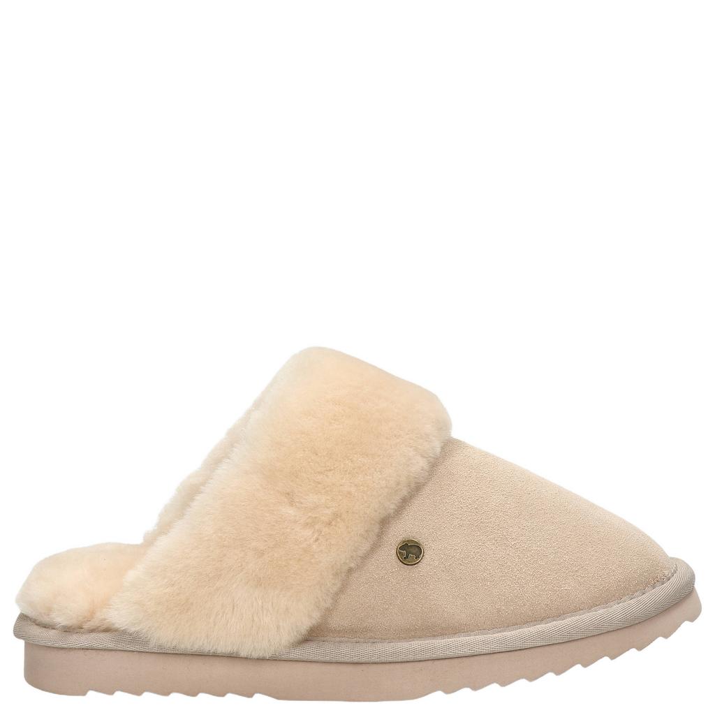 Beige dames Warmbat Australia Flurry suède pantoffels -