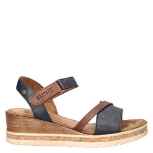 Ileana imitatieleren sandalen met sleehak - donkerblauw