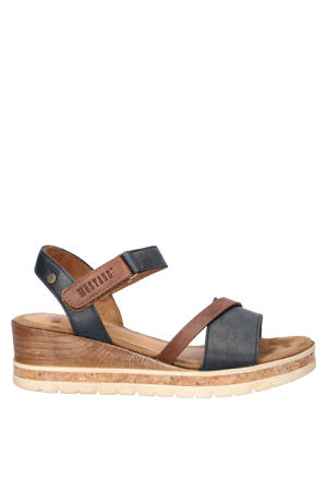 Ileana imitatieleren sandalen met sleehak - donkerblauw