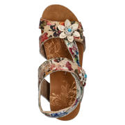 thumbnail: Mustang imitatieleren sandalen met sleehak - beige/rood/blauw