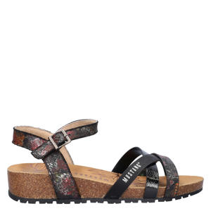 Magnolia imitatieleren sandalen met sleehak - zwart