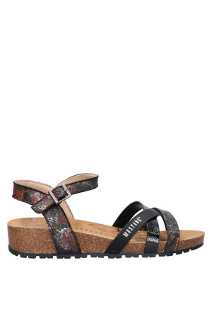 Magnolia imitatieleren sandalen met sleehak - zwart