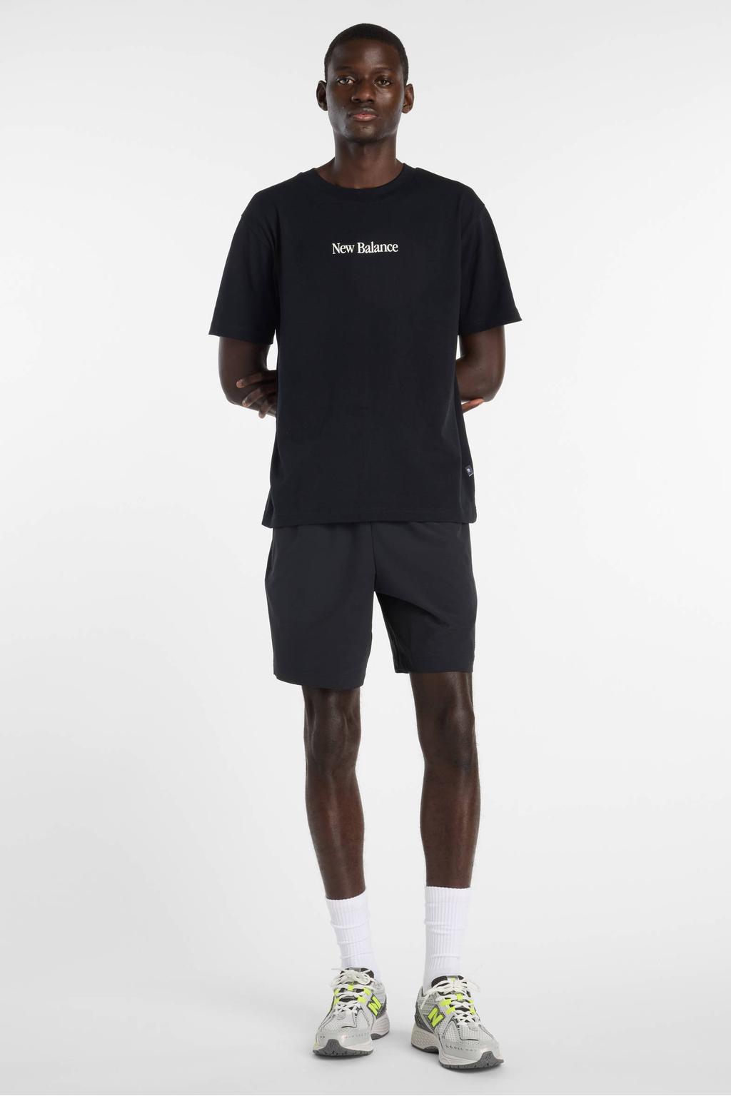 Zwarte heren New Balance loose fit casual short van polyester met elastische tailleband en effen