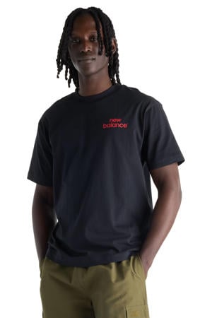 regular fit T-shirt met backprint - zwart/rood