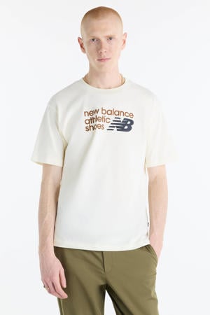regular fit T-shirt met logo - ecru