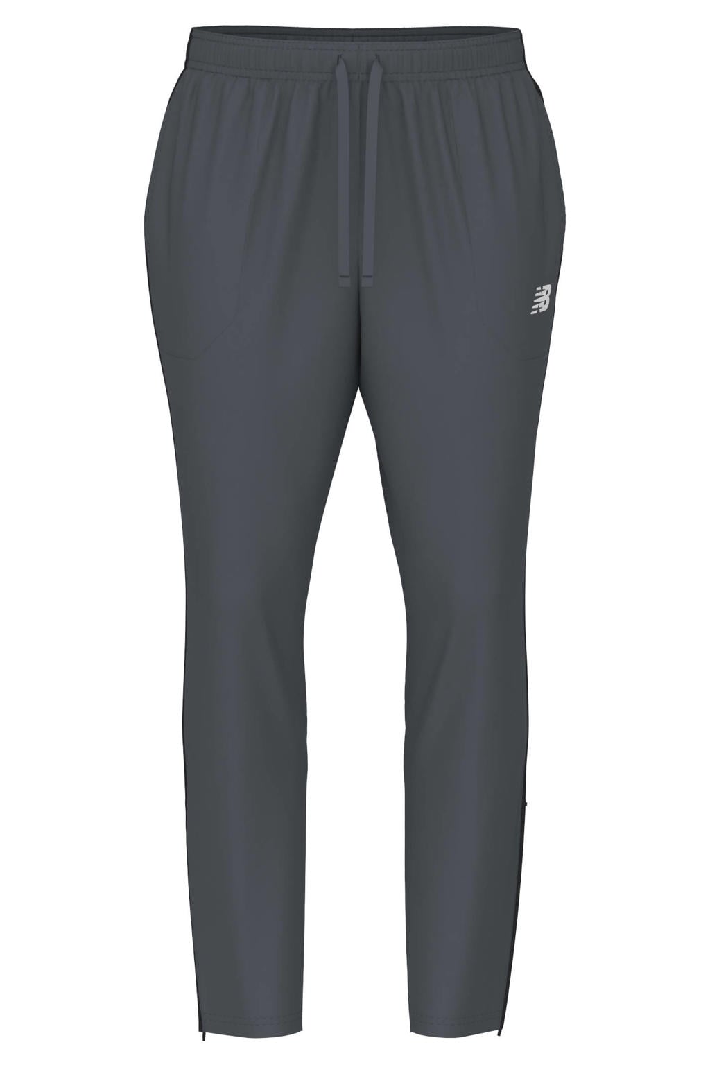 Grijze heren New Balance sportbroek van polyester met regular fit, elastische tailleband met koord en effen