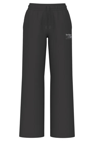 fleece regular waist wide leg joggingbroek - zwart