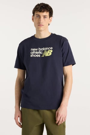 regular fit T-shirt met logo - donkerblauw