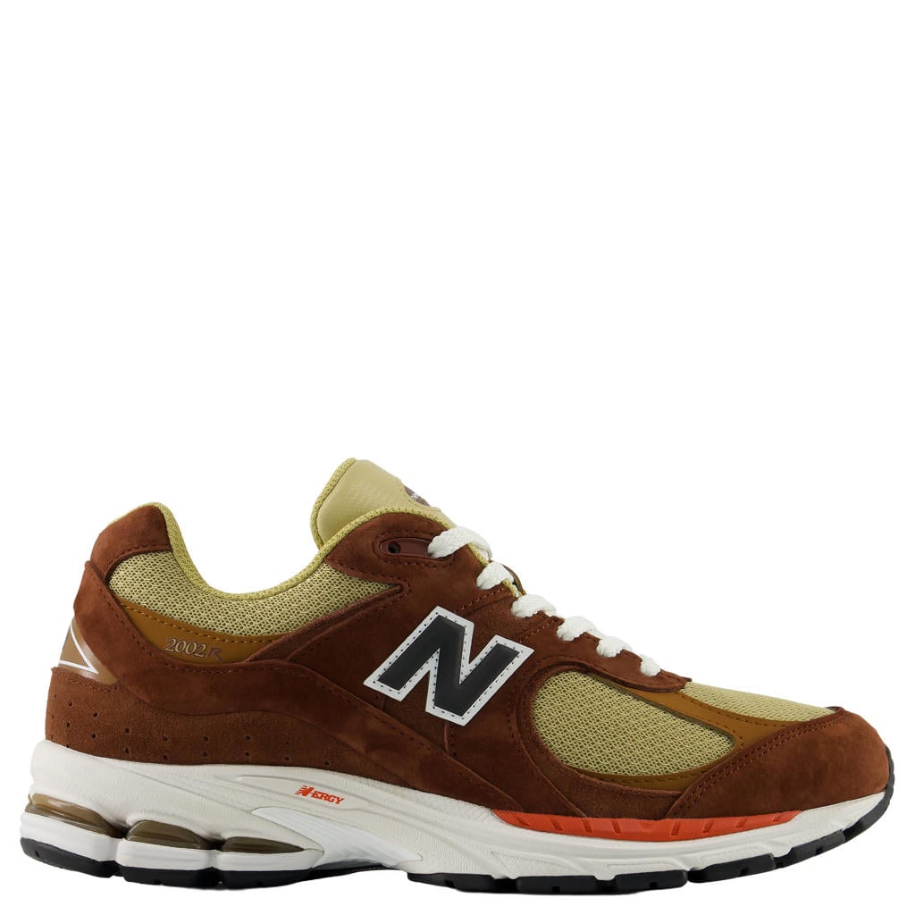 Bruin en groene unisex New Balance 2002R mesh sneakers - van mesh-pu/voering: mesh/voetbed: eva met veters