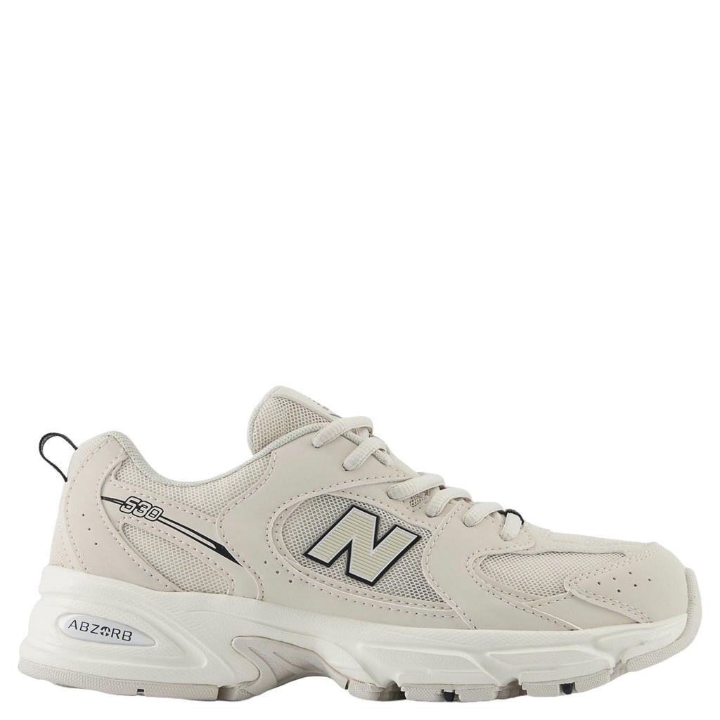 Lichtgrijs en ecru meisjes New Balance 530 sneakers - van mesh-pu/voering: mesh/voetbed: eva met veters
