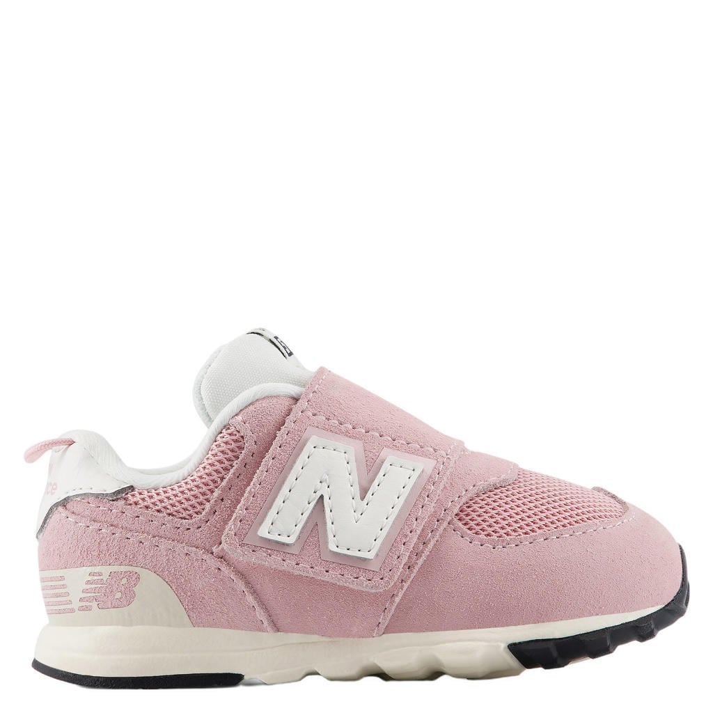Roze en witte meisjes New Balance 574 sneakers - van mesh-suède/voering: mesh/voetbed: eva met klittenband