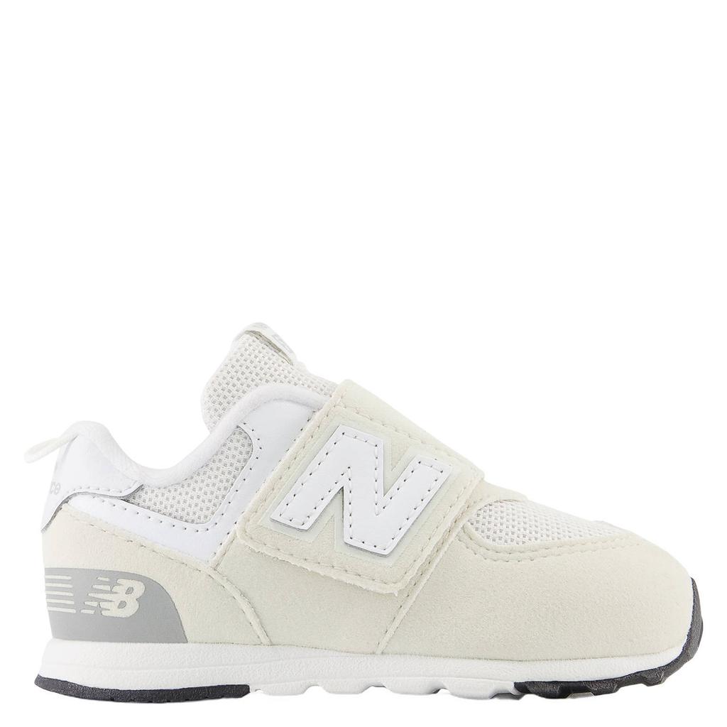 Ecru en witte meisjes New Balance 574 sneakers - van mesh-imitatie suède/voering: mesh/voetbed: eva met klittenband