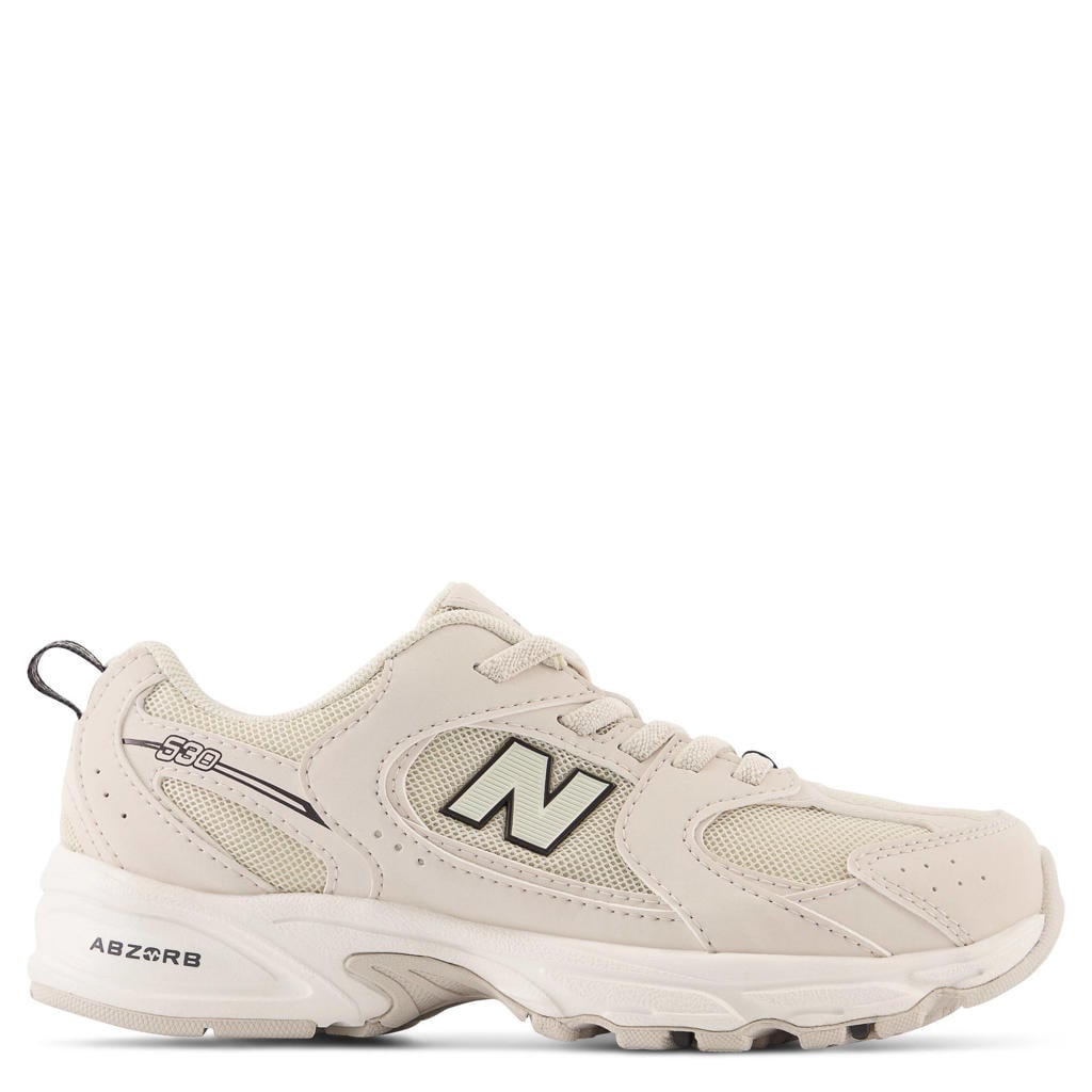Ecru en antraciete jongens en meisjes New Balance 530 Bungee sneakers - van mesh-pu/voering: mesh/voetbed: eva met veters