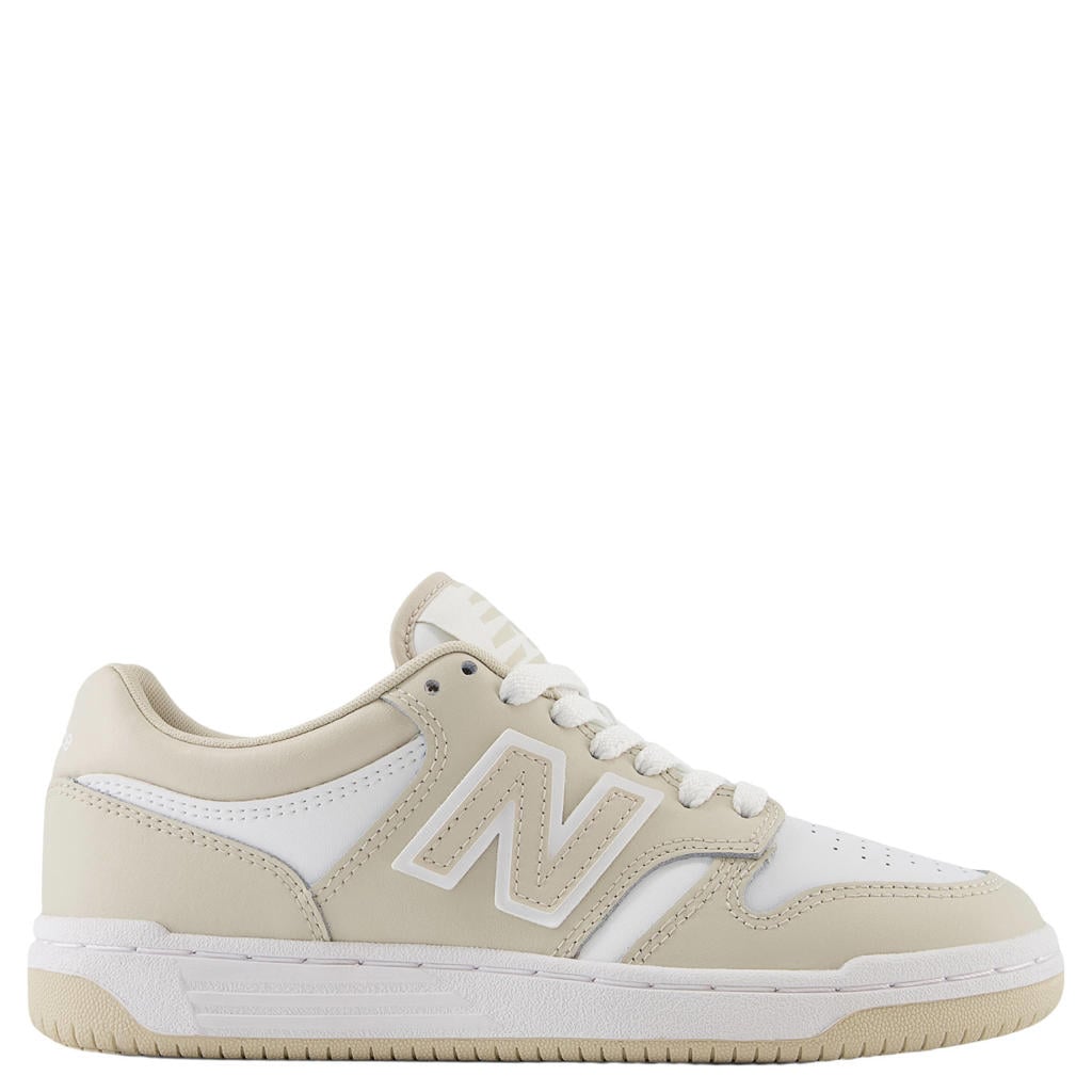Lichtgrijze jongens en meisjes New Balance 480 sneakers - van imitatieleer-leer/voering: mesh/voetbed: eva met veters