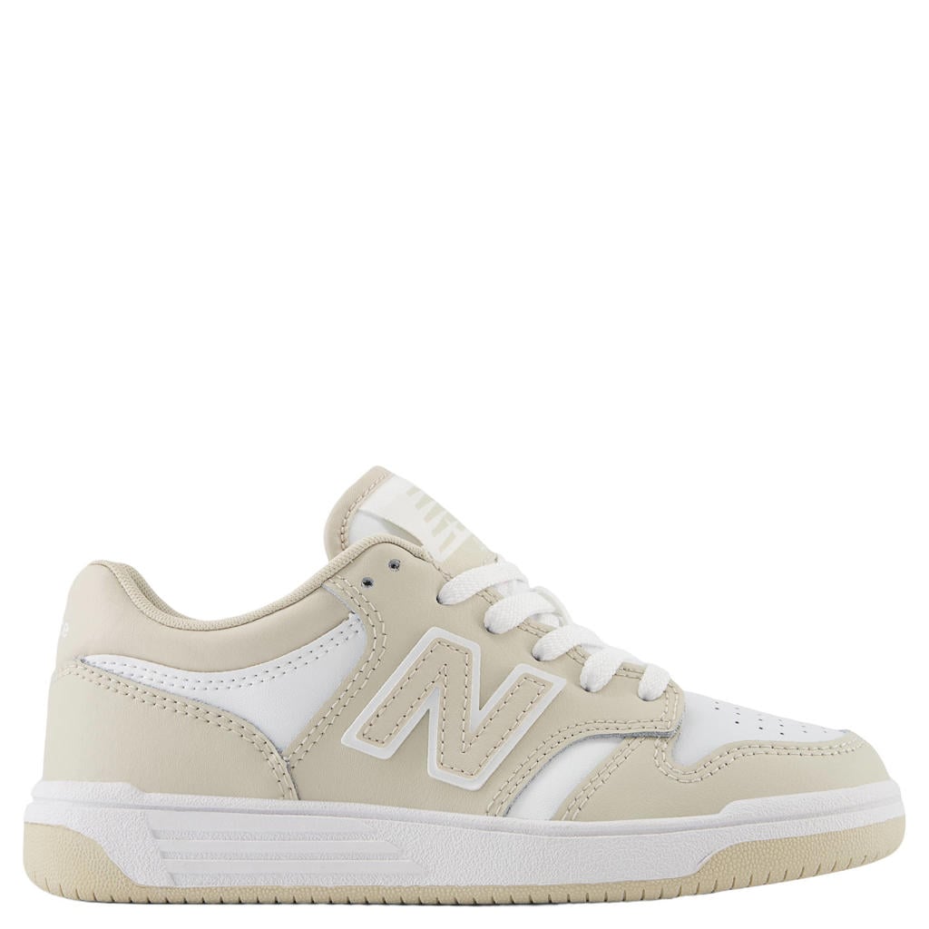 Ecru en witte jongens en meisjes New Balance B480 sneakers - van mesh-imitatie suède/voering: mesh/voetbed: eva met veters