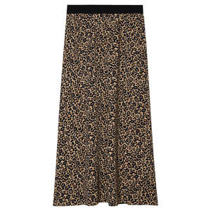 midi rok met split en panterprint - beige