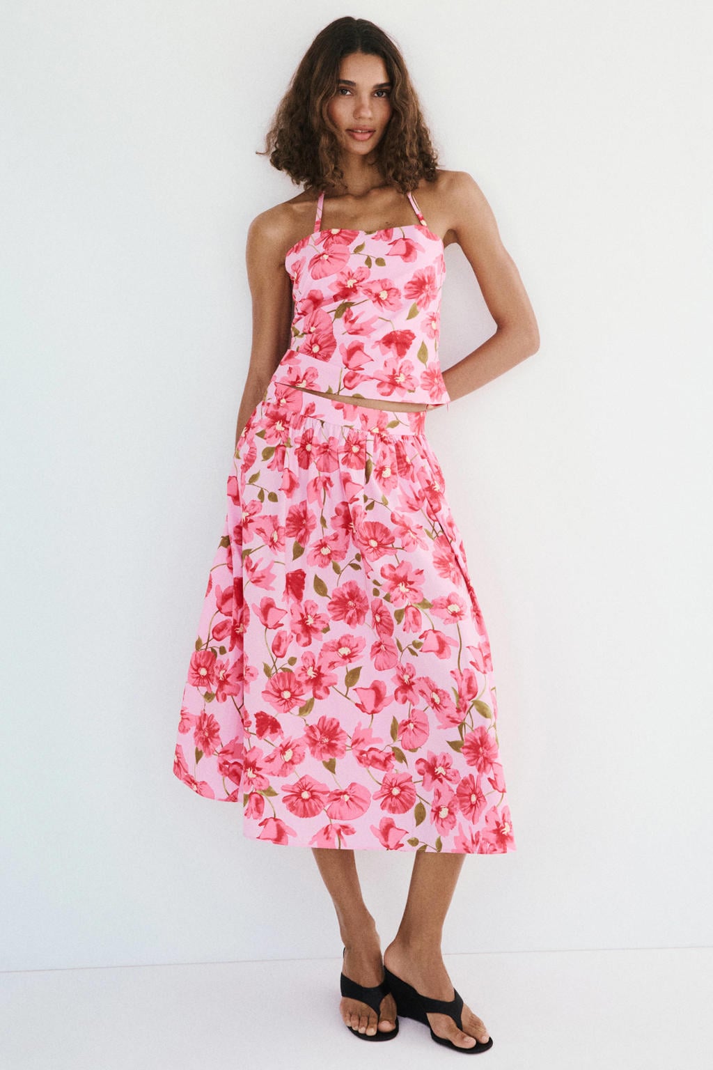 Mango gebloemde top - roze