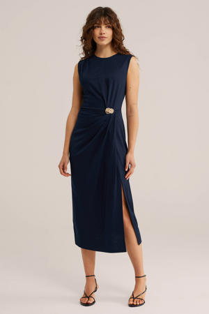 jurk met knoopdetail - donkerblauw