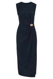 thumbnail: WE Fashion jurk met knoopdetail - donkerblauw