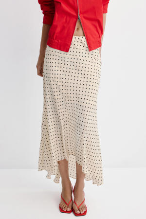 midi rok met stippen - ecru