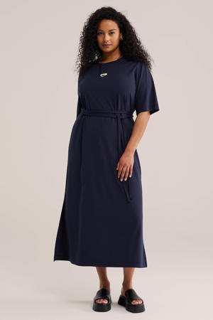 midi zomerjurk met ronde hals Plus Size - blauw