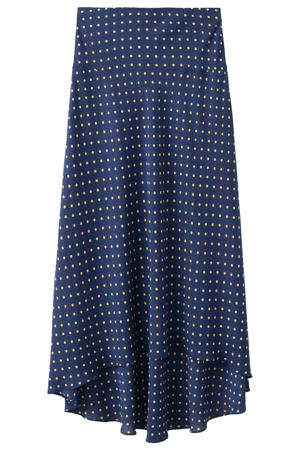 midi rok met stippen - blauw