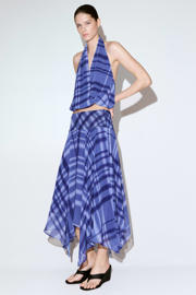 thumbnail: Mango geruite midi rok - blauw