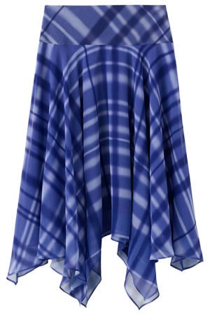 geruite midi rok - blauw