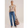WE Fashion blouse met krijtstreep roodbruin