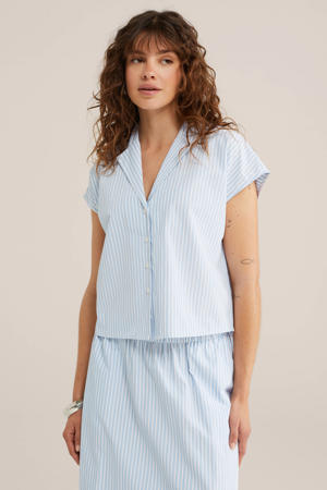 blouse met krijtstreep lichtblauw