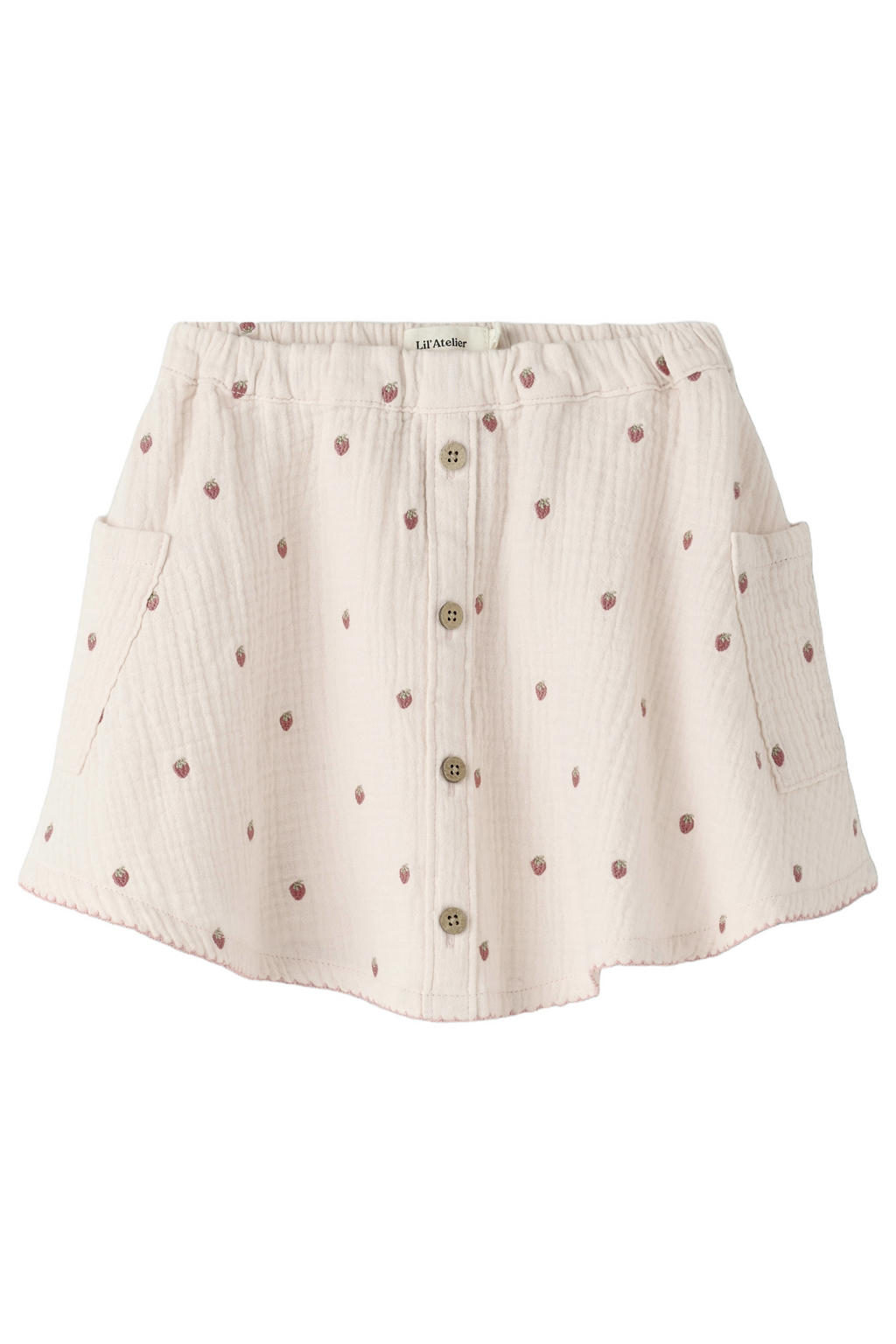 Lichtroze en rode meisjes LIL' ATELIER MINI midi rok gemaakt van katoen en met elastische tailleband