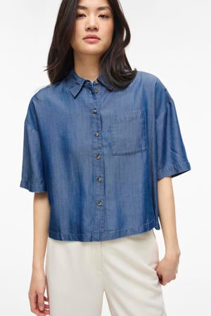 rechtvallende blouse - middelblauw denim