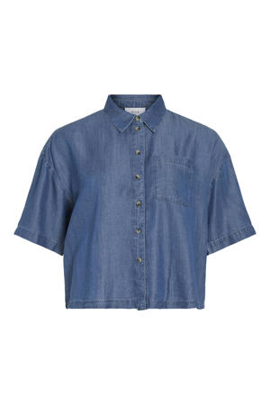 rechtvallende blouse - middelblauw denim