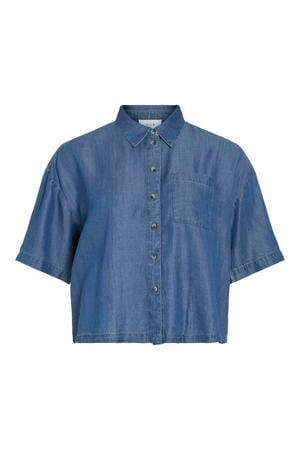 rechtvallende blouse - middelblauw denim