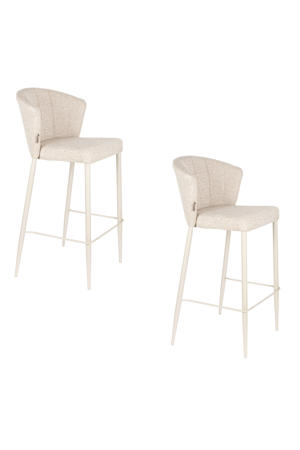  Georgia Barkrukken rugleuning 75 cm Beige - Set van 2