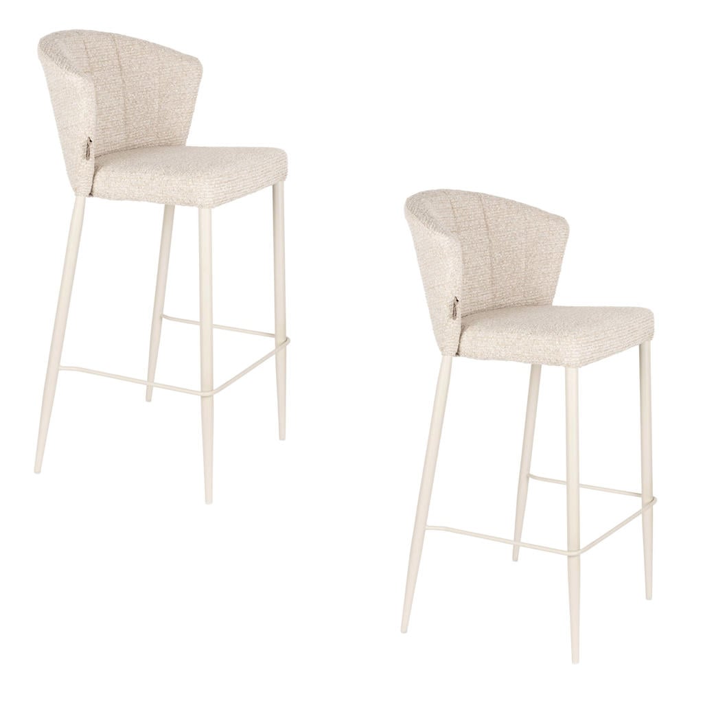 Dutchbone Georgia Barkrukken rugleuning 75 cm Beige - Set van 2