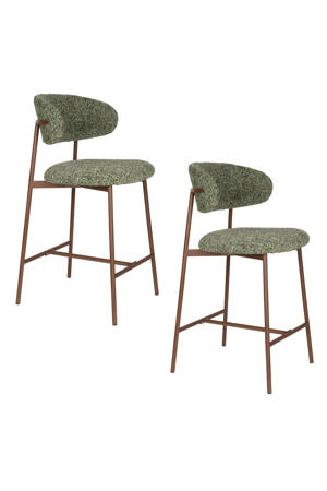 Claes Barkrukken rugleuning 65 cm Groen - Set van 2