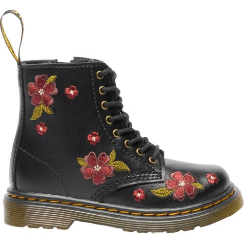 Dr. Martens 1460 Pascal leren gebloemde enkelboots met borduursels zwart