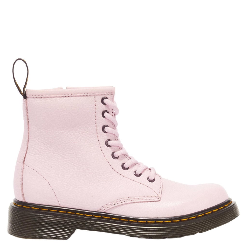 Lichtroze meisjes Dr. Martens 1460 J leren enkelboots - met rits- en vetersluiting