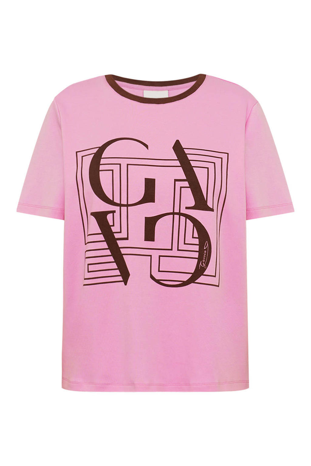 Roze dames Gossia T-shirt bies en logo met korte mouwen en ronde hals