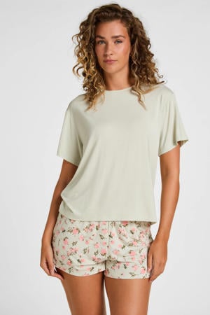 Daisy shortama met ronde hals - lichtgroen