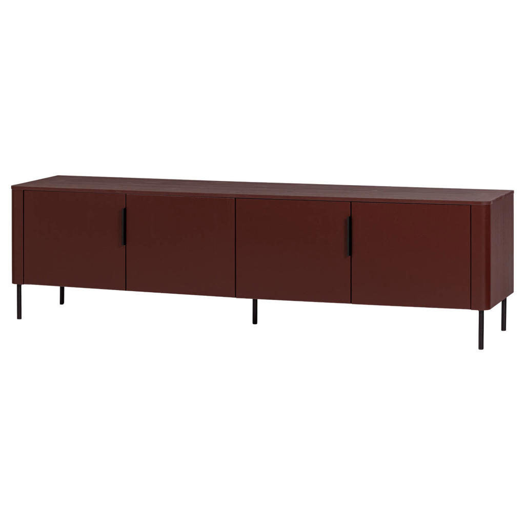 WOOOD WOOOD Gunnar Tv Meubel 200 cm - Grenen - Bordeauxrood - 56x200x44