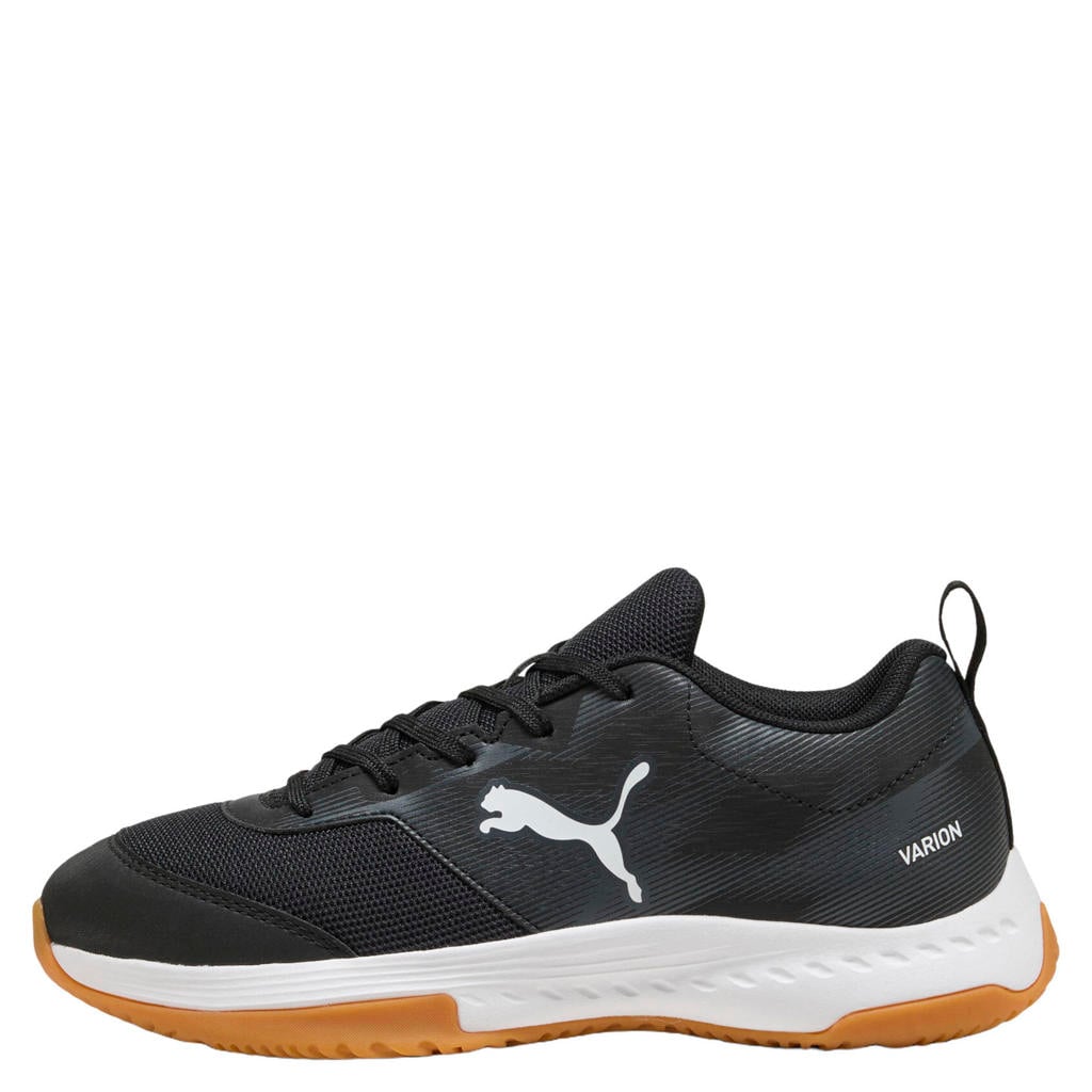 Zwart en witte jongens en meisjes Puma Varion junior imitatieleren voetbalschoenen - van mesh-pu/voering: mesh/voetbed: eva